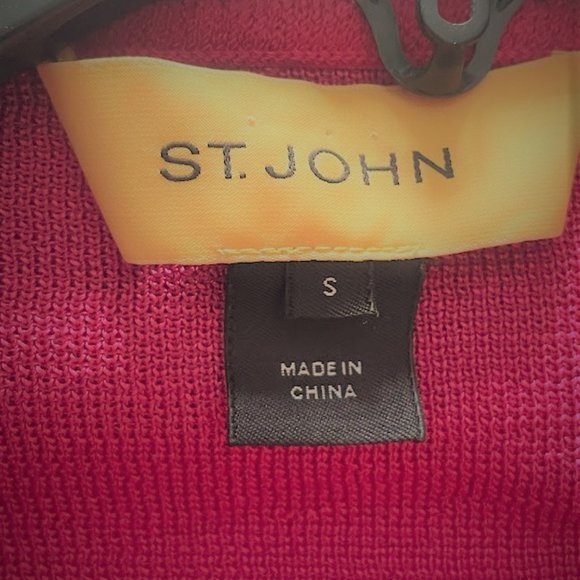 ST JOHN Fuchsia Pink Wool/Rayon Cardigan Sweater and Sleeveless Top, Size S - Picture 7 of 11